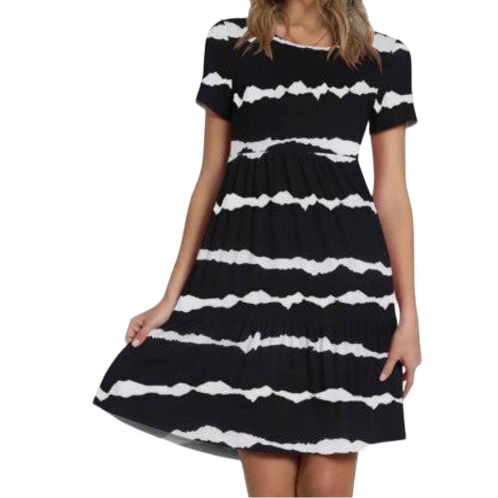 WD-NY Navy Tie-Dye Stretchy Dress M
